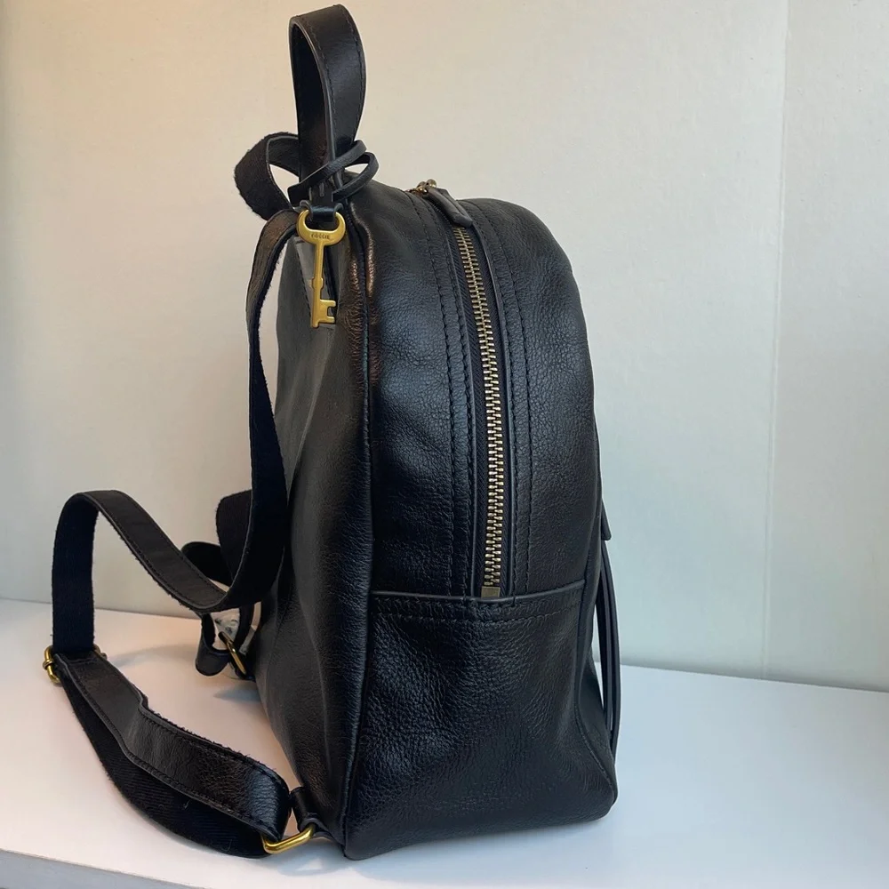 Fossil Black Genuine Leather Backpack